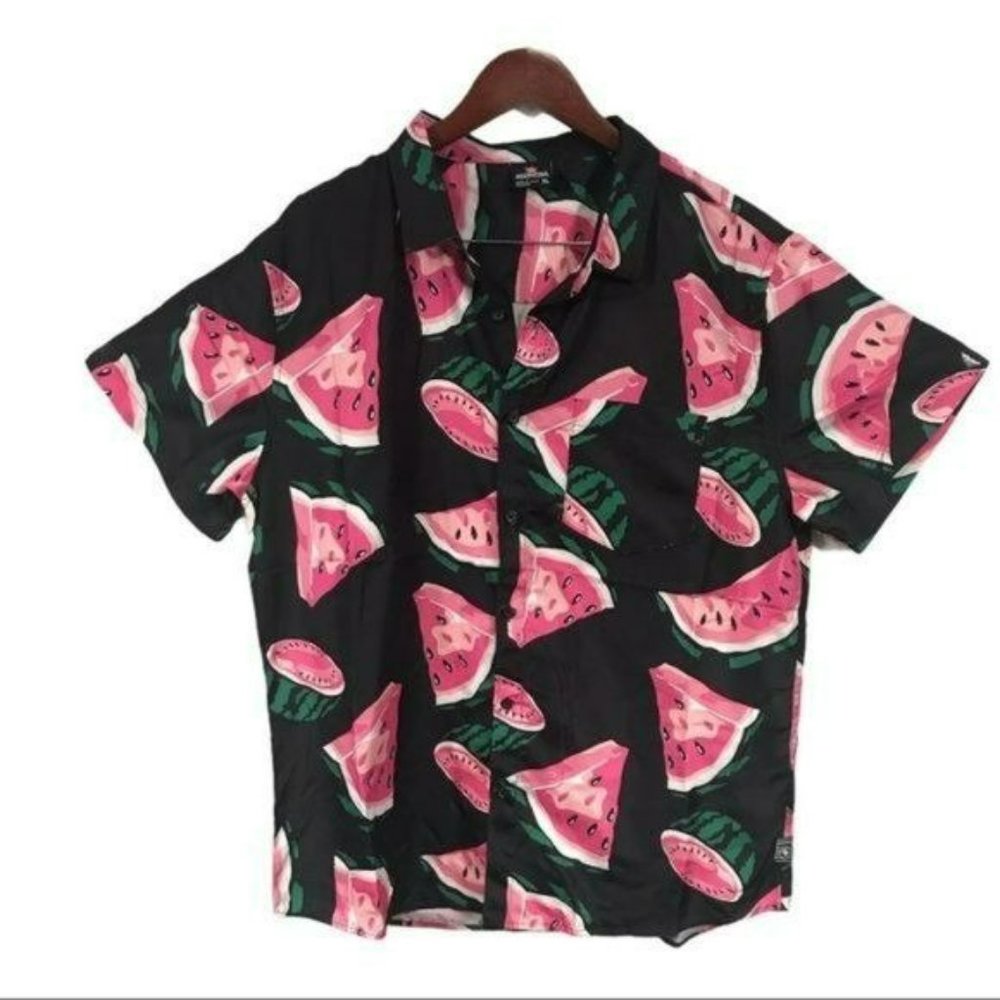 SouthPole Watermelon Print Woven Hawaiian Shirt, XL New with Tag